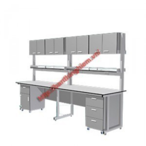 Bàn thí nghiệm áp tường giá 2 tầng